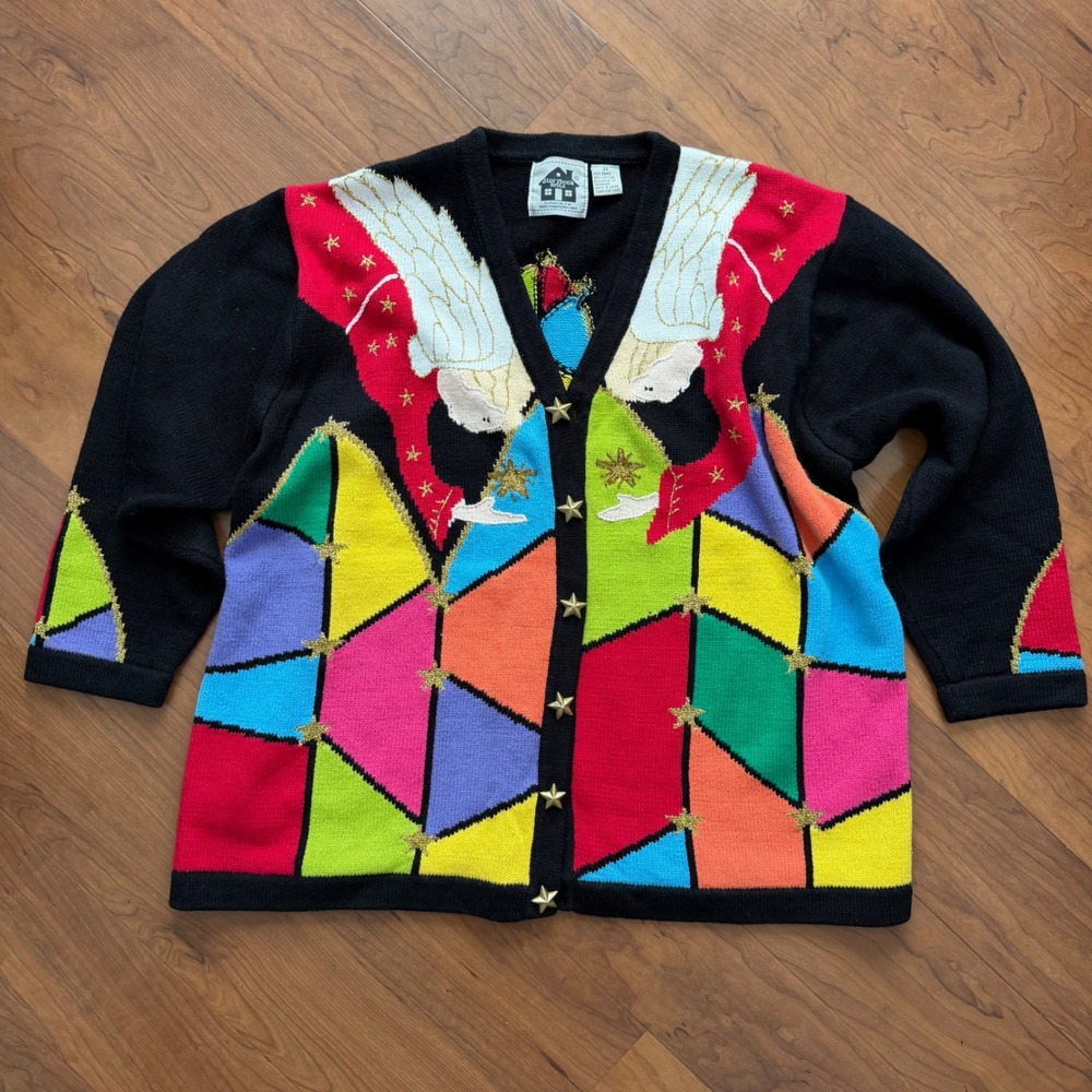 Vintage Storybook Knits Cardigan Sweater Embroidered Grandma Cottagecore 2X